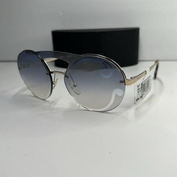 New Authentic Prada Gray and Gold Geometric Sunglasses main image 4